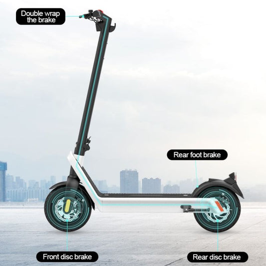 Cruzaa Commuta Pro Max E scooter specification - rear foot brake, front and rear disc brakes